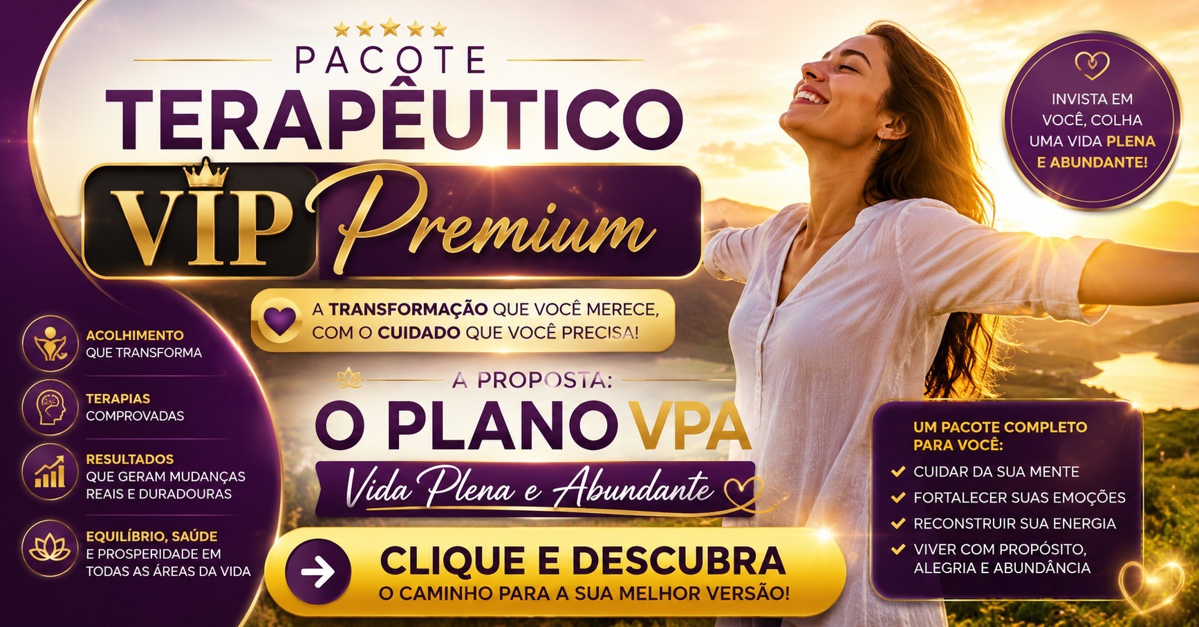 Pacote Terapêutico VIP Premium - Plano VPA Vida Plena e Abundante